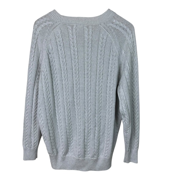 Athleta Sweater Womens Size Medium Crossroads Gray Metallic Crew Wool Cable Knit - Picture 2 of 9